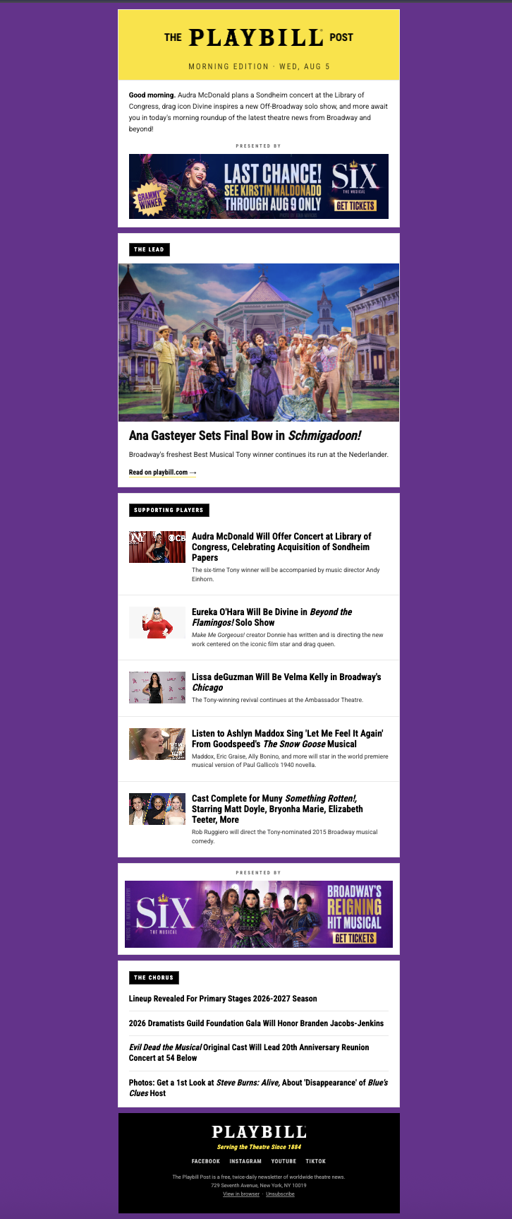 Playbill Post Newsletter 2026